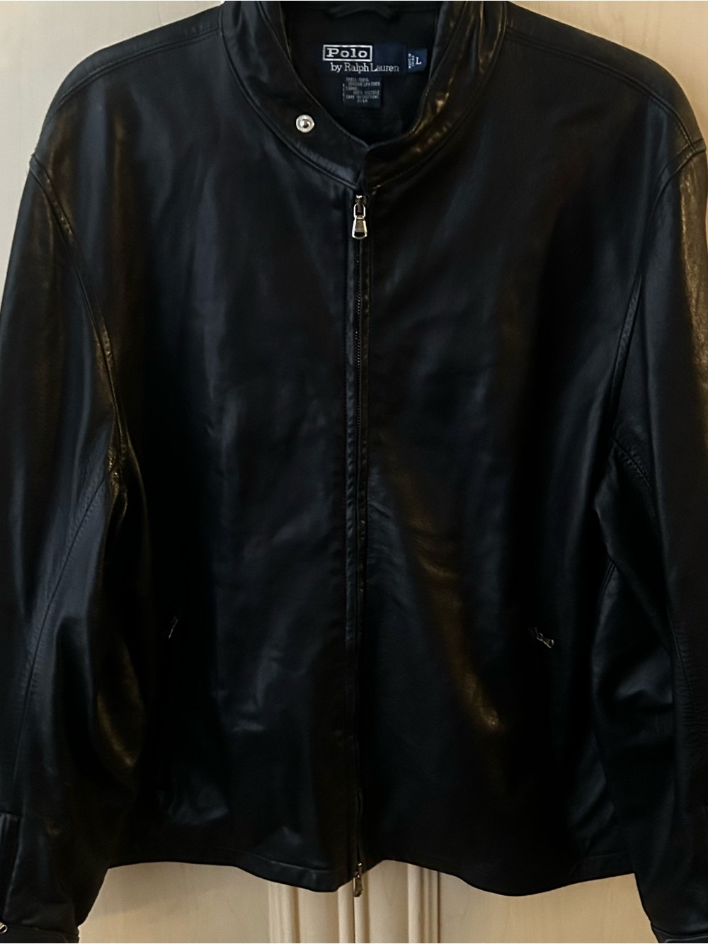 Polo by Ralph Lauren Women’s Black Leather Moto Jacket  size L